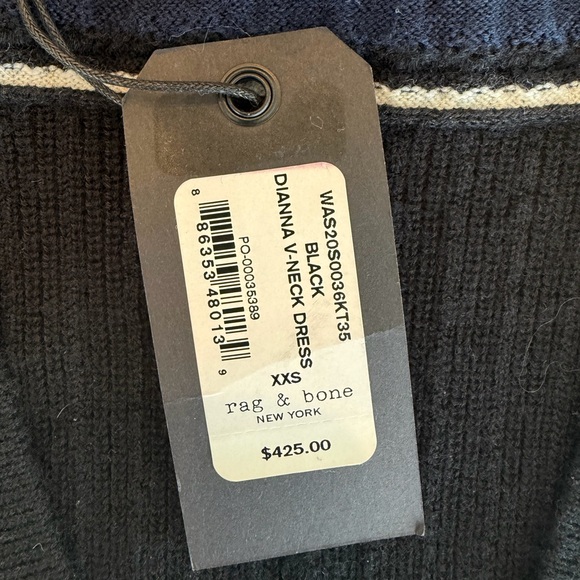 NWT Rag & Bone Black Sweater Dress with White Trim - Picture 4 of 7